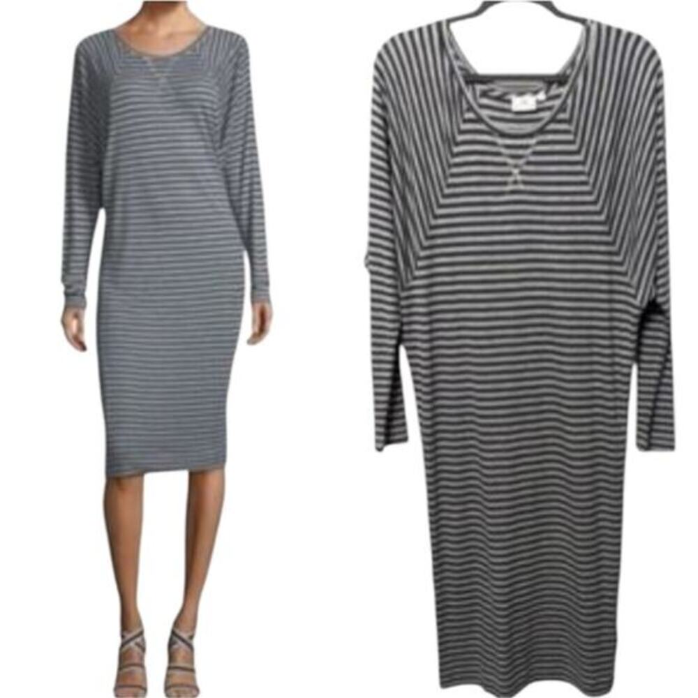 AG Adriano Goldschmied Gabby Raglan Striped Super Soft Long Sleeve Dress Size XS